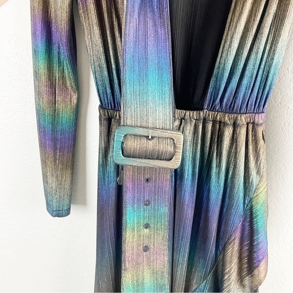 Retrofete Harmony Metallic Belted Ruffle Maxi Dress Medium - Picture 5 of 10